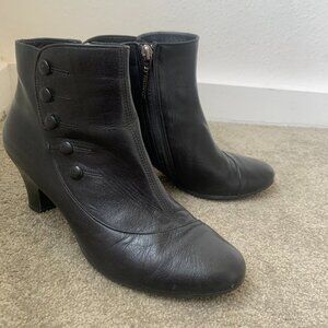 Beautifeel Black Leather Boots with Button trim GUC 40